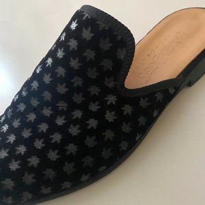 Cannabis-print Duke & Dexter Velvet Mules/Slip-Ons In Black